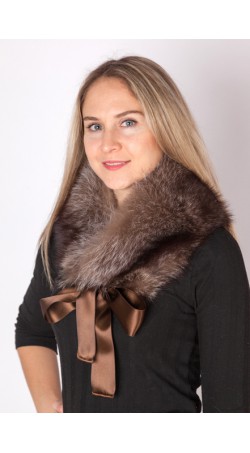 Raccoon fur collar-neck warmer